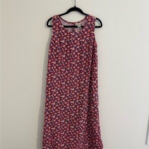 Vintage Floral Sleevless Maxi Dress in Red and Purple